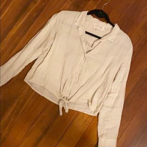Linen front tie button up